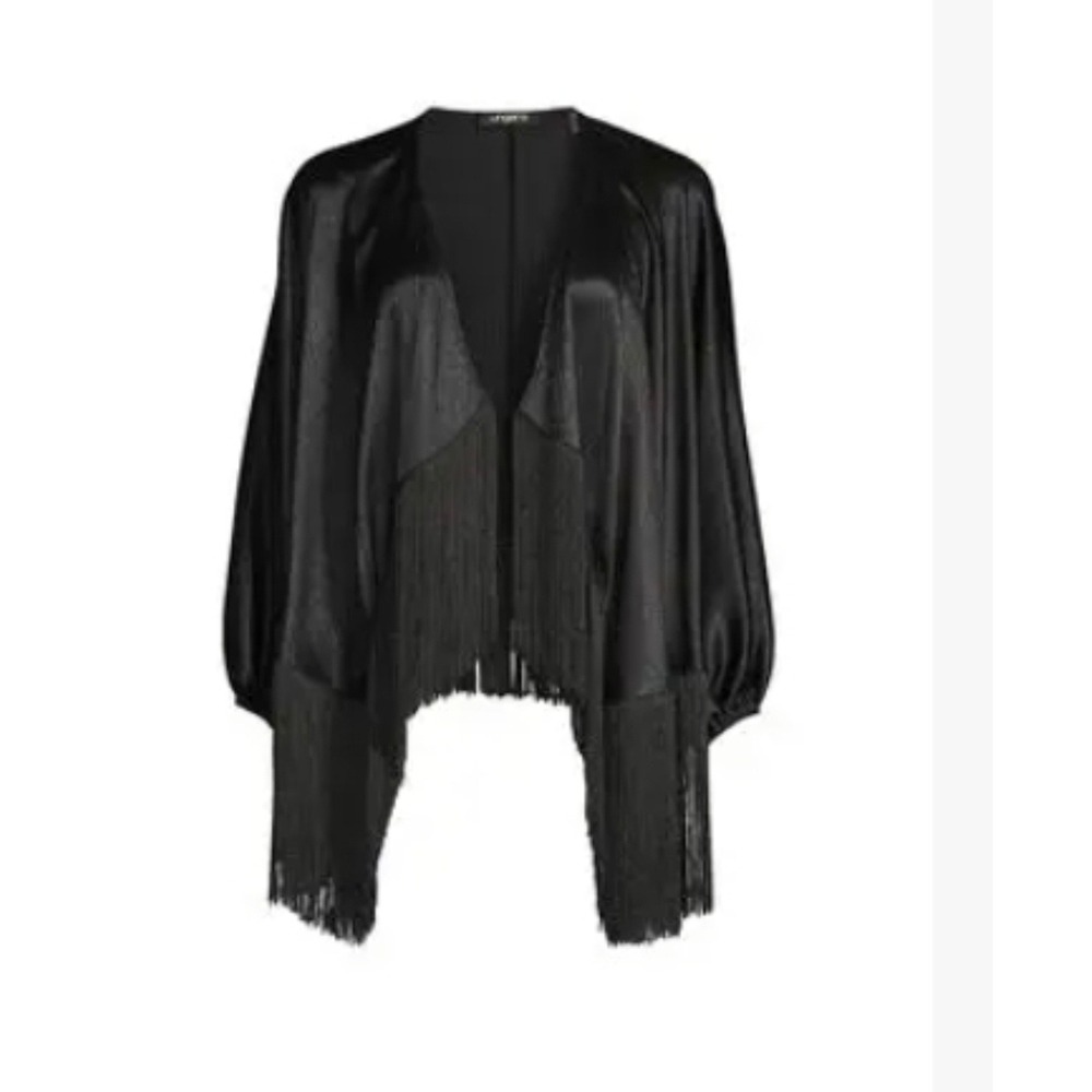 Ungaro Gianni Jacket Black  Fringe Balloon Sleeve US3J01 New Small
